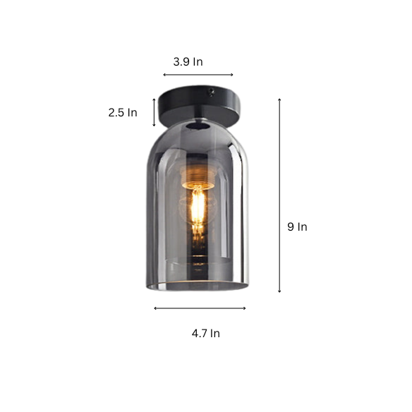 Smoke Gray Industrial Ceiling Light – Modern Glass and Metal Pendant Fixture