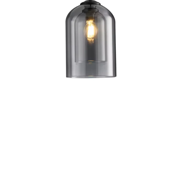 Smoke Gray Industrial Ceiling Light – Modern Glass and Metal Pendant Fixture