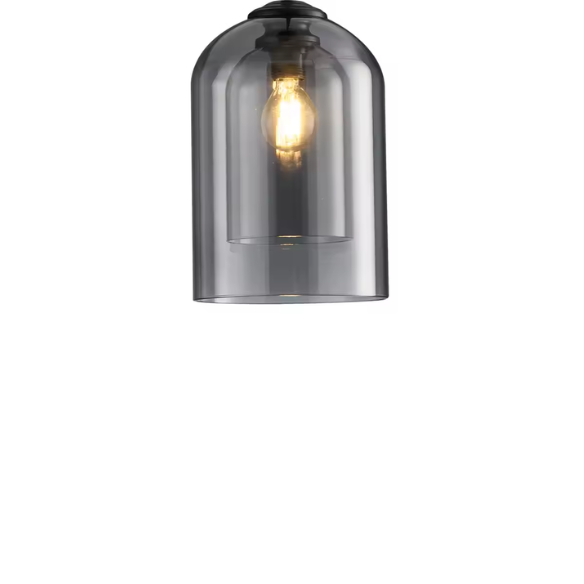 Smoke Gray Nordic Ceiling Light – Modern Industrial Glass and Metal Fixture