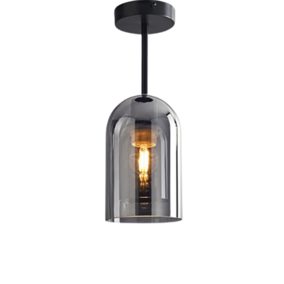 Smoke Gray Nordic Ceiling Light – Modern Industrial Glass and Metal Fixture
