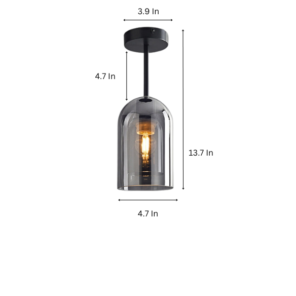 Smoke Gray Nordic Ceiling Light – Modern Industrial Glass and Metal Fixture