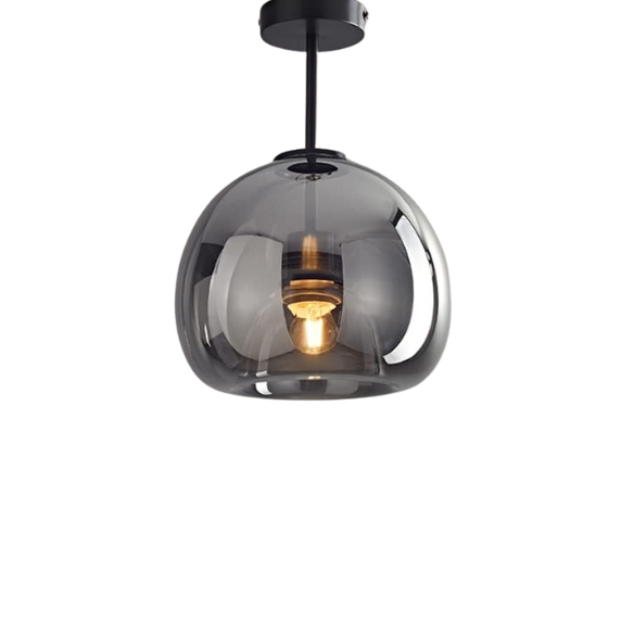 Smoky Grey Brass Glass Ceiling Light Fixture – Mid-Century Modern Design for Home and Office
