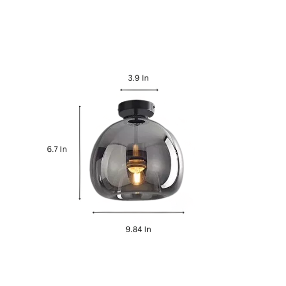 Mid-Century Modern Smoky Grey Brass Glass Ceiling Light for Living Rooms, Kitchens, and Offices
