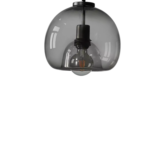 Smoky Grey Brass Glass Ceiling Light Fixture – Mid-Century Modern Design for Home and Office