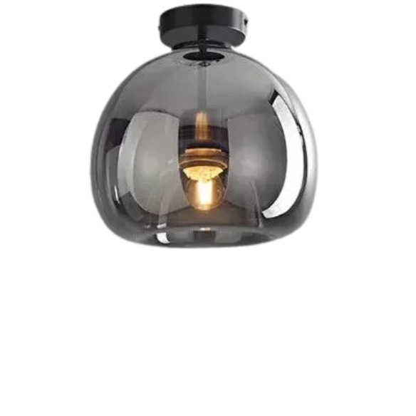 Mid-Century Modern Smoky Grey Brass Glass Ceiling Light for Living Rooms, Kitchens, and Offices