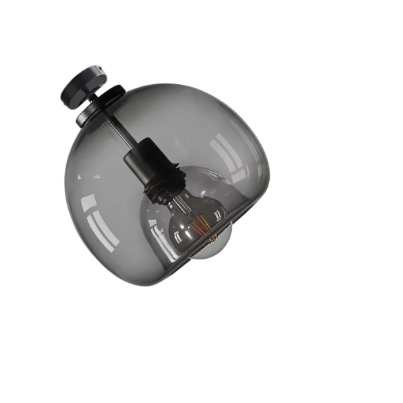 Mid-Century Modern Smoky Grey Brass Glass Ceiling Light for Living Rooms, Kitchens, and Offices