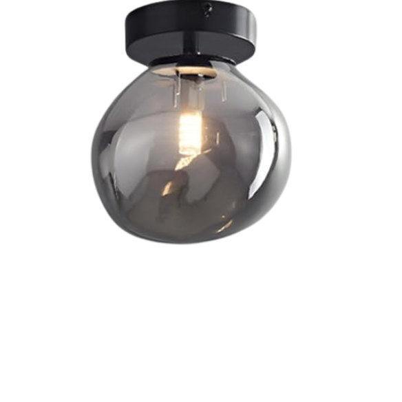 Smoky Grey Brass Glass Ceiling Light – Modern Industrial Pendant Fixture for Home Decor