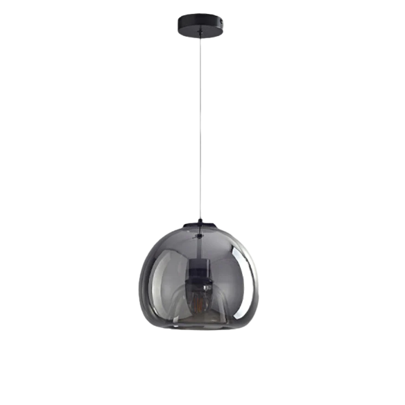 Smoky Grey Glass Ball Pendant Light with Adjustable Height for Modern Interiors
