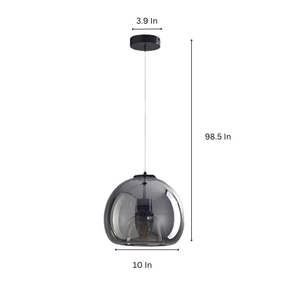 Smoky Grey Glass Ball Pendant Light with Adjustable Height for Modern Interiors