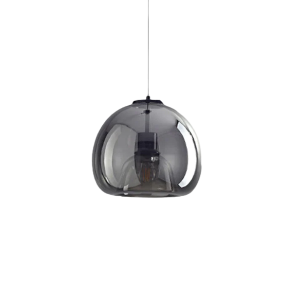 Smoky Grey Glass Ball Pendant Light with Adjustable Height for Modern Interiors