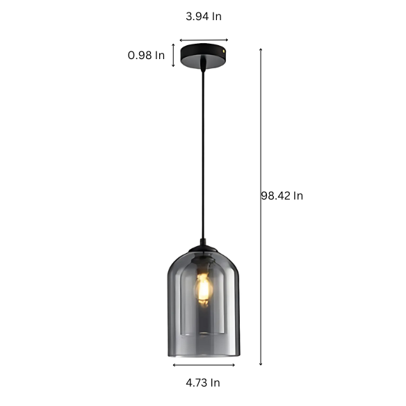 Smoky Grey Pendant Light with Adjustable Height and Glass Shade for Modern Home Decor