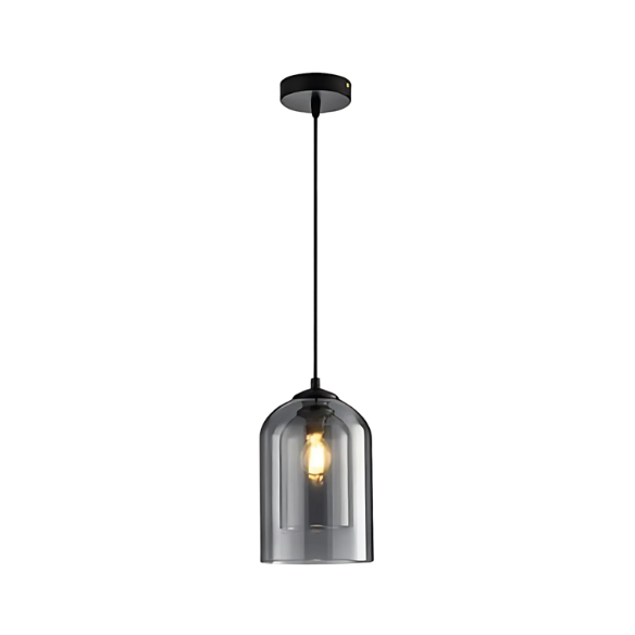 Smoky Grey Pendant Light with Adjustable Height and Glass Shade for Modern Home Decor