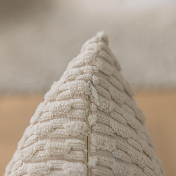Striped Corduroy Throw Pillow Cover in Cream – Modern and Boho Style, Zipper Closure, Available in Multiple Sizes