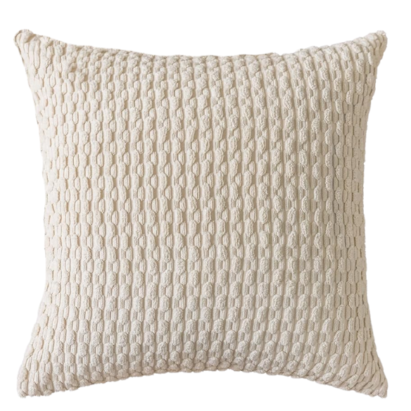 Striped Corduroy Throw Pillow Cover in Cream – Modern and Boho Style, Zipper Closure, Available in Multiple Sizes