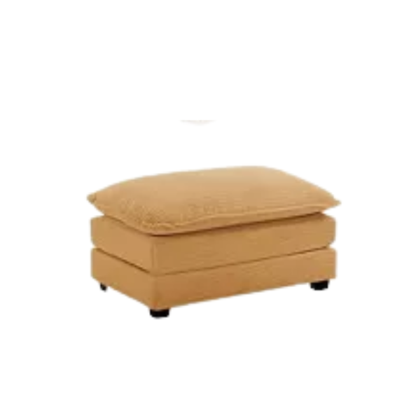 Tan corduroy 4-seat modular sectional sofa with two ottomans, featuring soft high-pile fabric, plush cushions, and a sturdy wood and metal frame for modern living spaces.