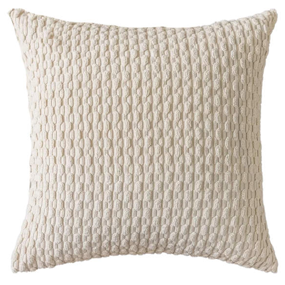 Tan Striped Corduroy Throw Pillow Cover – Modern Boho Style, Zipper Closure, Soft Polyester, Machine Washable