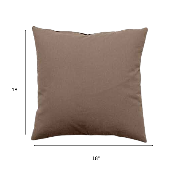 Set of 2 taupe square throw pillows with corded edges and hidden zipper closure, made of soft cotton-blend twill fabric, perfect for modern and transitional home décor.