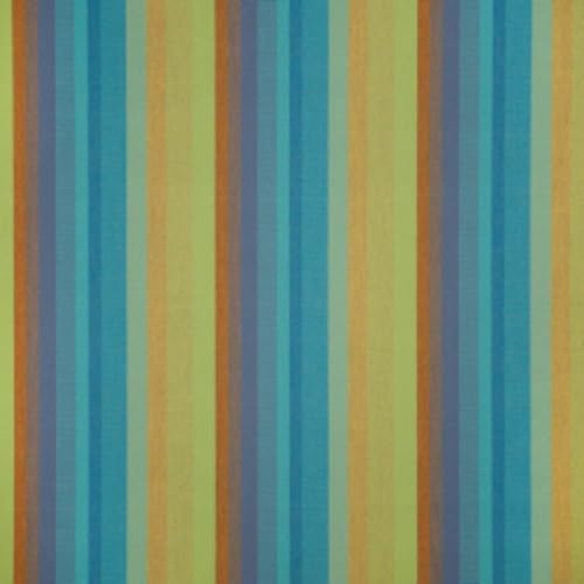 Striped accent pillow in teal, lime green, blue, and orange – reversible, weather-resistant, and overstuffed for indoor and outdoor comfort on patios, porches, or couches.