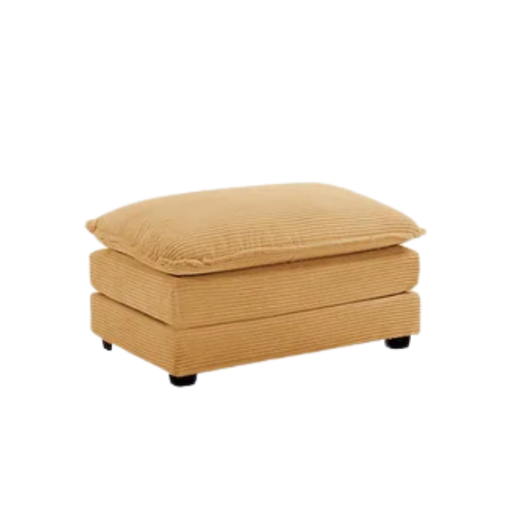 Three-Seater Tan Corduroy Modular Sectional Sofa with Ottoman – Plush high-pile fleece upholstery, movable ottoman for versatile configurations, and thick high-elastic sponge cushions for durable comfort in a modern minimalist design.