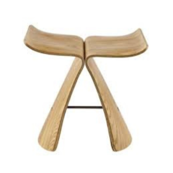 Walnut butterfly design bar stool with eco-friendly wood and metal frame, perfect for modern spaces.