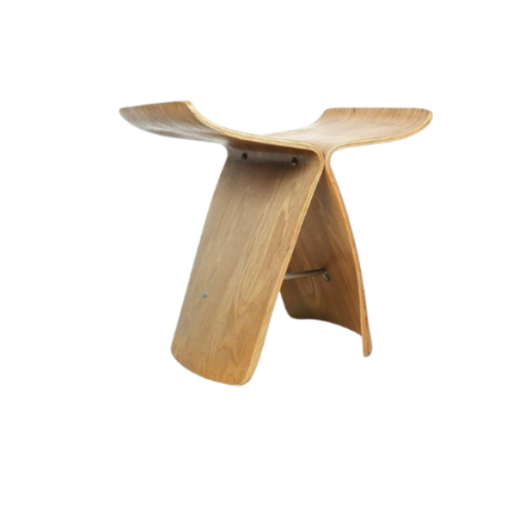 Walnut butterfly design bar stool with eco-friendly wood and metal frame, perfect for modern spaces.