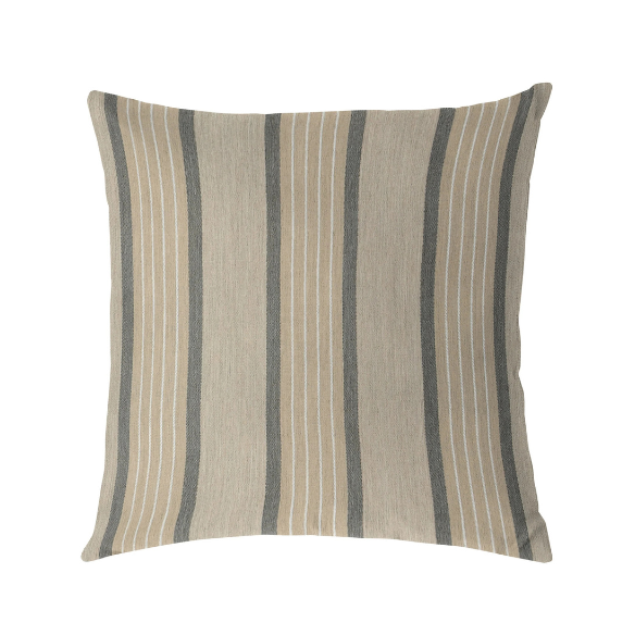 Weather-resistant striped accent pillow for indoor and outdoor use – durable, reversible, and mildew-resistant with overstuffed polyester fill, perfect for patio, deck, or living room décor.