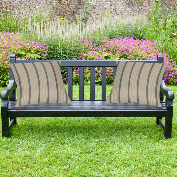 Weather-resistant striped accent pillow for indoor and outdoor use – durable, reversible, and mildew-resistant with overstuffed polyester fill, perfect for patio, deck, or living room décor.