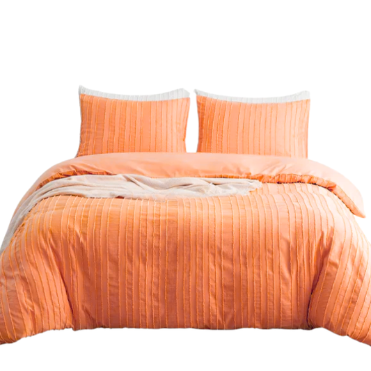 Luxurious Tufted Duvet Cover Set – Queen Size | Striped Textured Boho Bedding | Ultra-Soft Washed Microfiber | 3-Piece Set