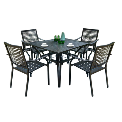 5-Piece E-Coated Metal Outdoor Patio Dining Set with Stackable Chairs – Durable, Comfortable, and Stylish for Your Outdoor Entertaining
