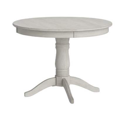 Round Pedestal Base Dining Table – Vintage Farmhouse Style with Distressed Finishes, Compact Design for Small Spaces, Timeless Classic Elegance