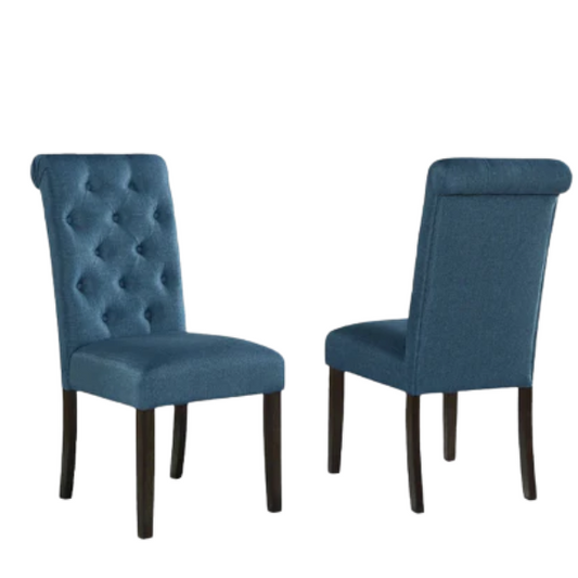 Solid Wood Tufted Dining Chairs (Set of 2) – High-Back Design with Button Tufting & Espresso Finish Legs