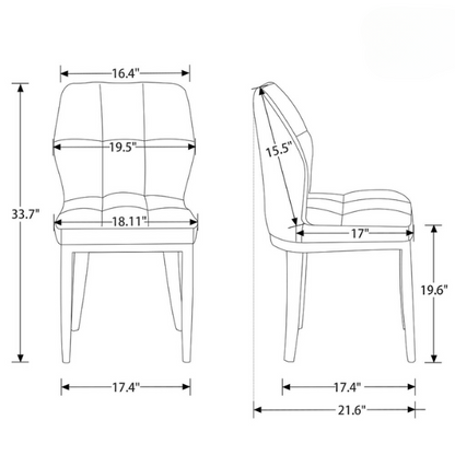 Mid-Century Modern Checkered Faux Leather Dining Chairs (Set of 2 or 4)  – Sponge Padded Seat & Sturdy Metal Legs