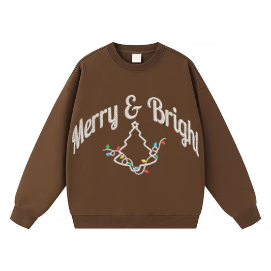 Embroidered Merry & Bright Christmas Sweater