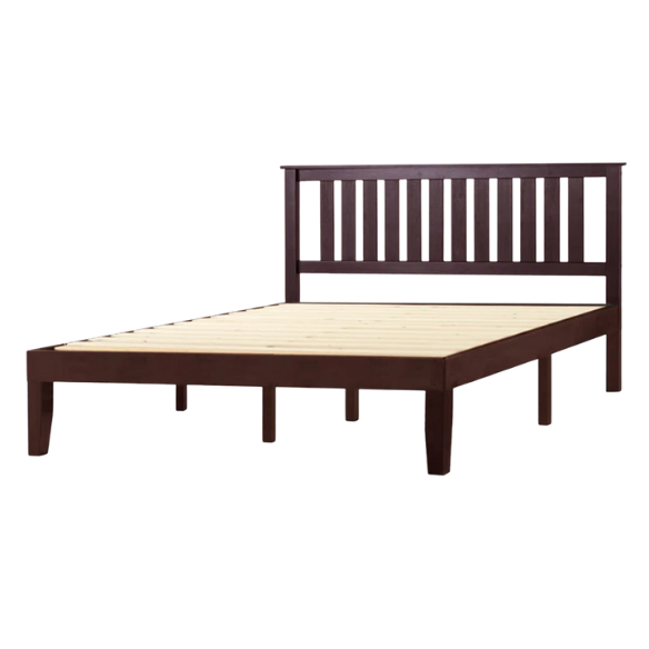 Durable Solid Wood Slat Bed – Full/Double Size with Timeless Design and Sturdy Construction