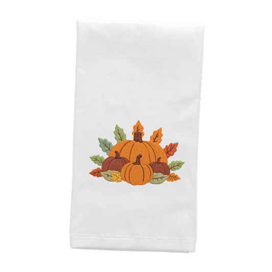 Autumn Harvest Embroidered Tea Towel