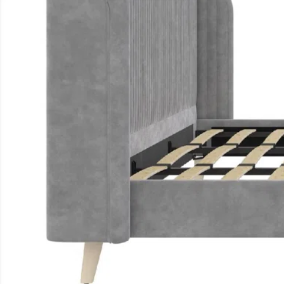 King Size Upholstered Wingback Platform Bed – Luxe Velvet Headboard with Vertical Tufting, Mid-Century Modern Design, and Space-Saving Wooden Frame