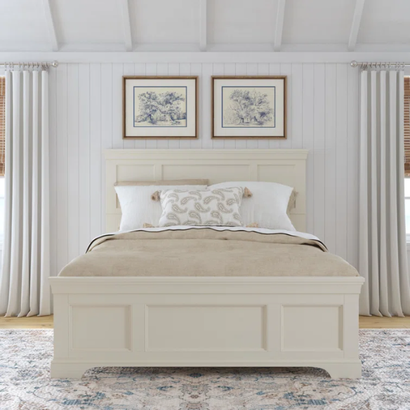 Queen Size Solid Wood Bed with Polished Finish and Classic Design