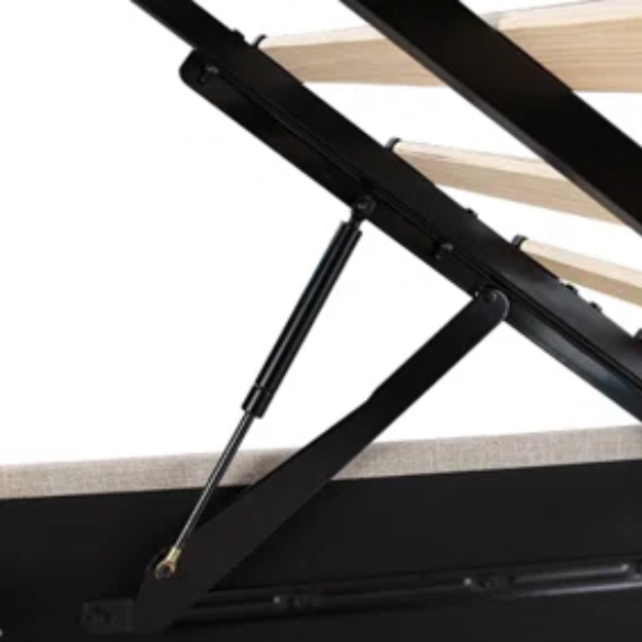 Modern King Size Upholstered Platform Bed with Hydraulic Lift Storage – Sleek Grooved Headboard, Space-Saving Design, and No Box Spring Needed