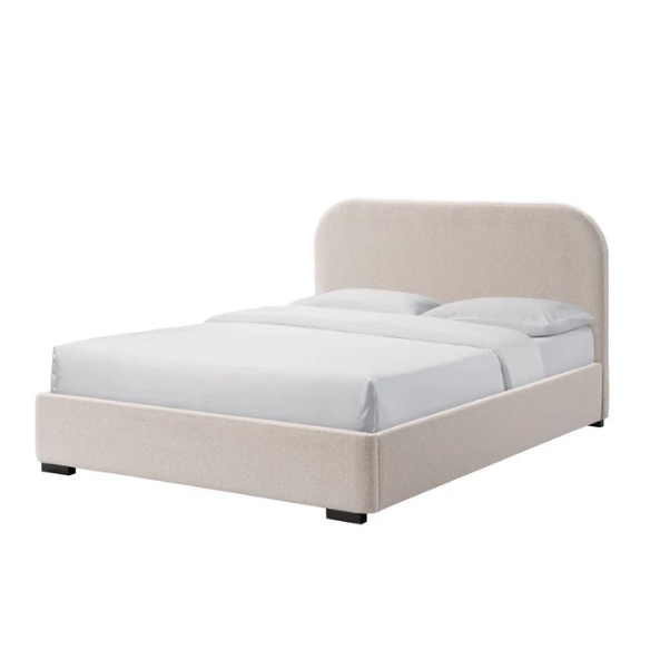 Bouclé Platform Bed with Arched Headboard – Modern Design, Easy Assembly, and Superior Comfort for King Size