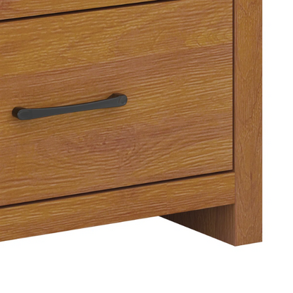 Modern 6-Drawer Double Dresser with Flared Feet and Sleek Black Metal Handles