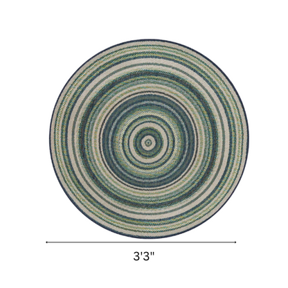 Coastal-Inspired Geometric Rug – Fade & Stain-Resistant,Ivory,Green,Blue Pattern, Ideal for Indoor/Outdoor Use