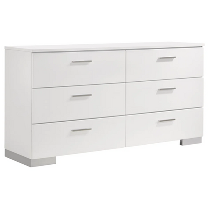 Modern 4-Piece Queen Bedroom Set in White High Gloss with LED Lighting, Touch-Activated Headboard, and Sleek Chrome Accents