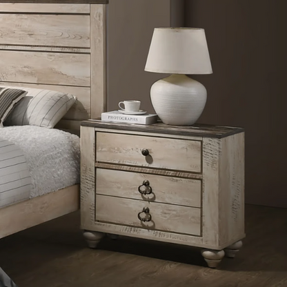 Rustic and Refined 6-Piece Contemporary Driftwood King Bedroom Set with Dovetail Construction and Antique-Inspired Distressed Finish