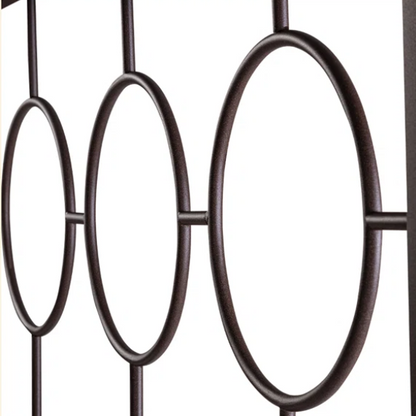 Modern King Size Metal Open-Frame Platform Bed with Art Deco-Inspired Circle Medallion Details – Sleek, Clean-Lined Design with Sturdy Metal Frame and Minimalist Aesthetic