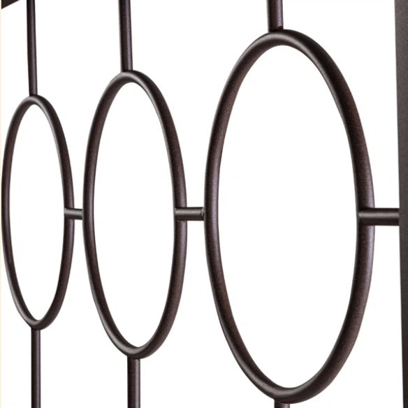 Modern King Size Metal Open-Frame Platform Bed with Art Deco-Inspired Circle Medallion Details – Sleek, Clean-Lined Design with Sturdy Metal Frame and Minimalist Aesthetic