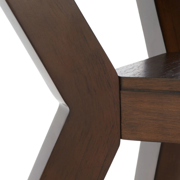 Round Wood Dining Table – French Bistro-Inspired Design, Sleek Dark Brown Frame