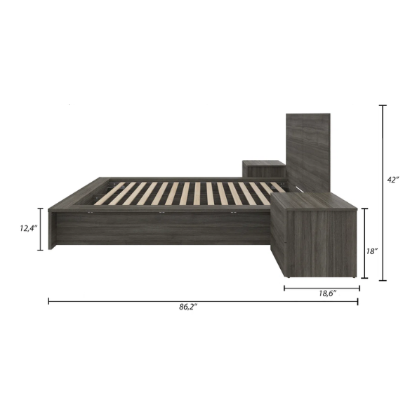 Modern 4-Piece Queen Bedroom Set with Platform Bed, Headboard, and 2 Drawer Nightstands
