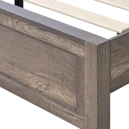 Farmhouse Classic Bed Frame with 49.2" Barn Door-Inspired Headboard, Ample Under-Bed Storage, Sturdy Metal Frame, and Silent Cotton Padding for Peaceful Sleep