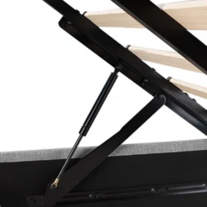 Modern King Size Upholstered Platform Bed with Hydraulic Lift Storage – Sleek Grooved Headboard, Space-Saving Design, and No Box Spring Needed