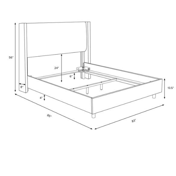 Timeless Upholstered Wingback King Size Bed with Button Tufting and Nailhead Trim